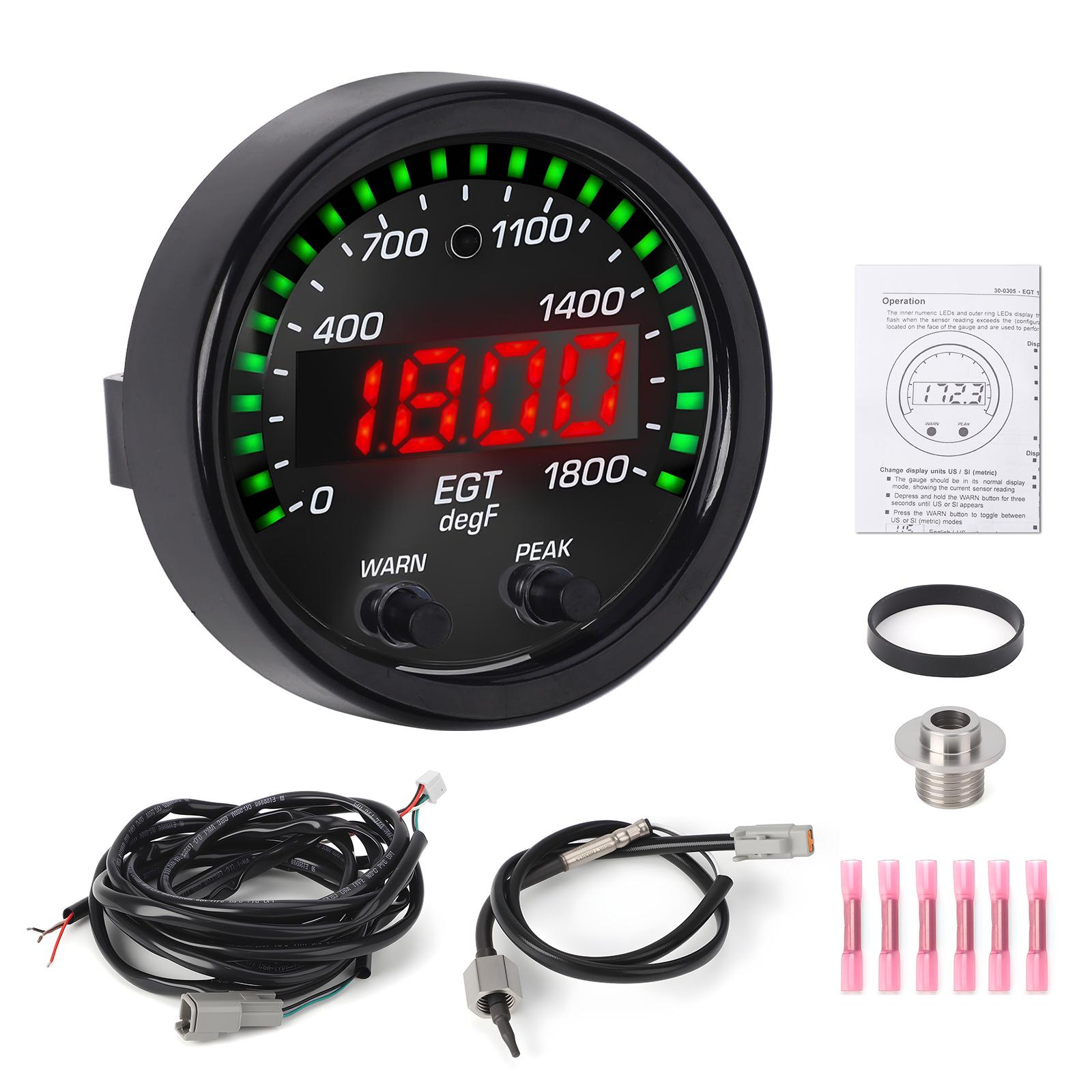 

Car Digital Exhaust Gas Temperature EGT gauge 30-0305-ACC 52MM 1800F/1000C thermometer exhaust temp gauge Car Meter With Sensor армия зеленый
