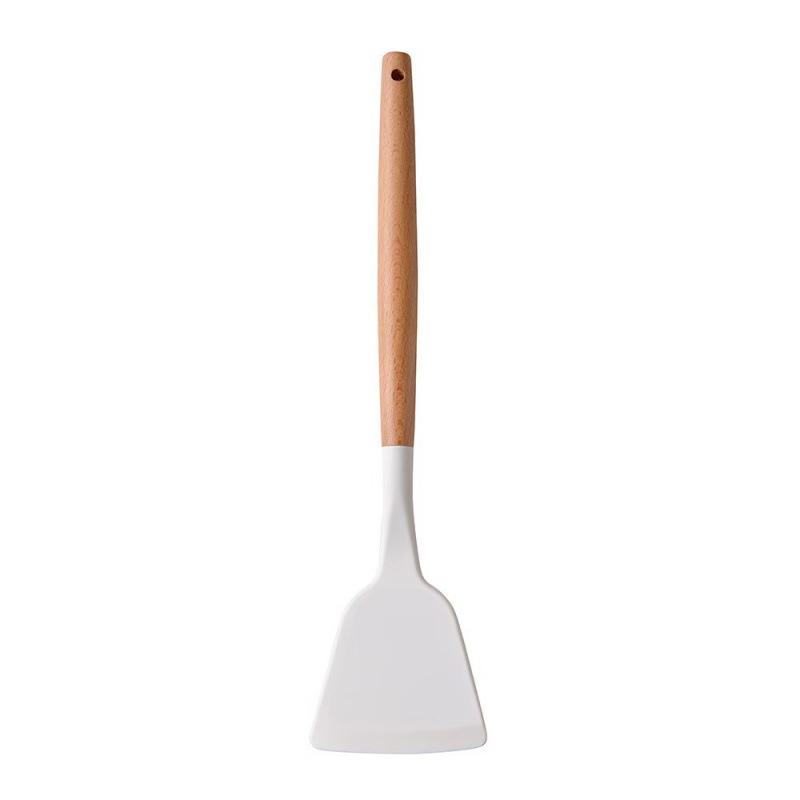 High-Temperature Resistant Wooden Handle Silicone Spatula, Non-Stick, Ideal for Stir-Frying and Daily Cooking