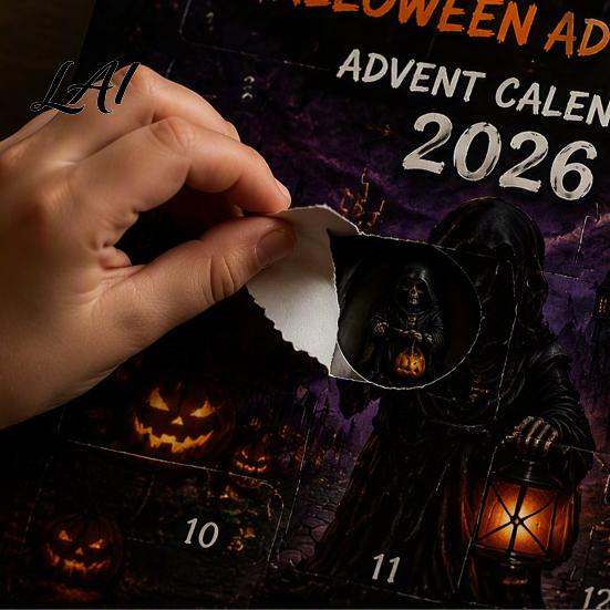 Holiday Countdown Gift Box Halloween Advent Calendar 24 Day with Witch Ghost Unique Collectible Figurines Figurines Spooky Toy Set for Kids,