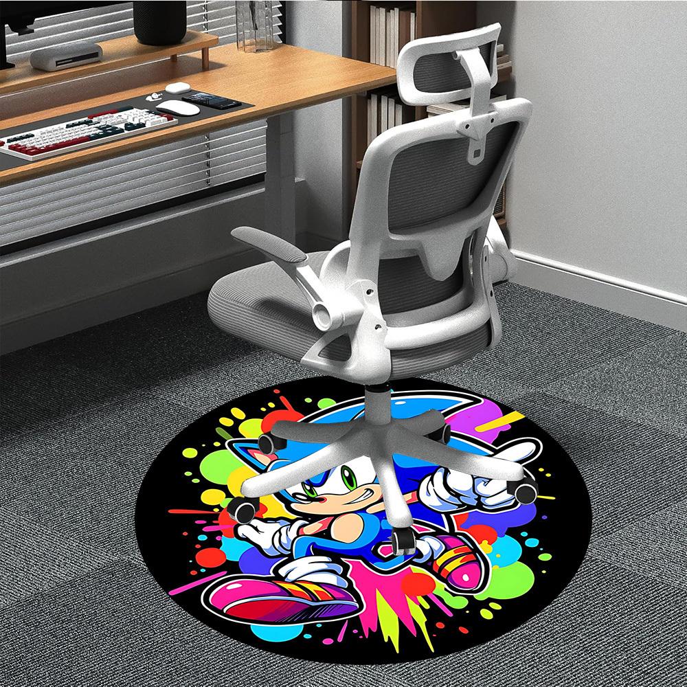 

1pc Sonic Colors Office Round Area Rug, Indoor Mat Suitable For Office, Under Office Chairs Bedroom Living Room Home Decor, Room Deco 80cm