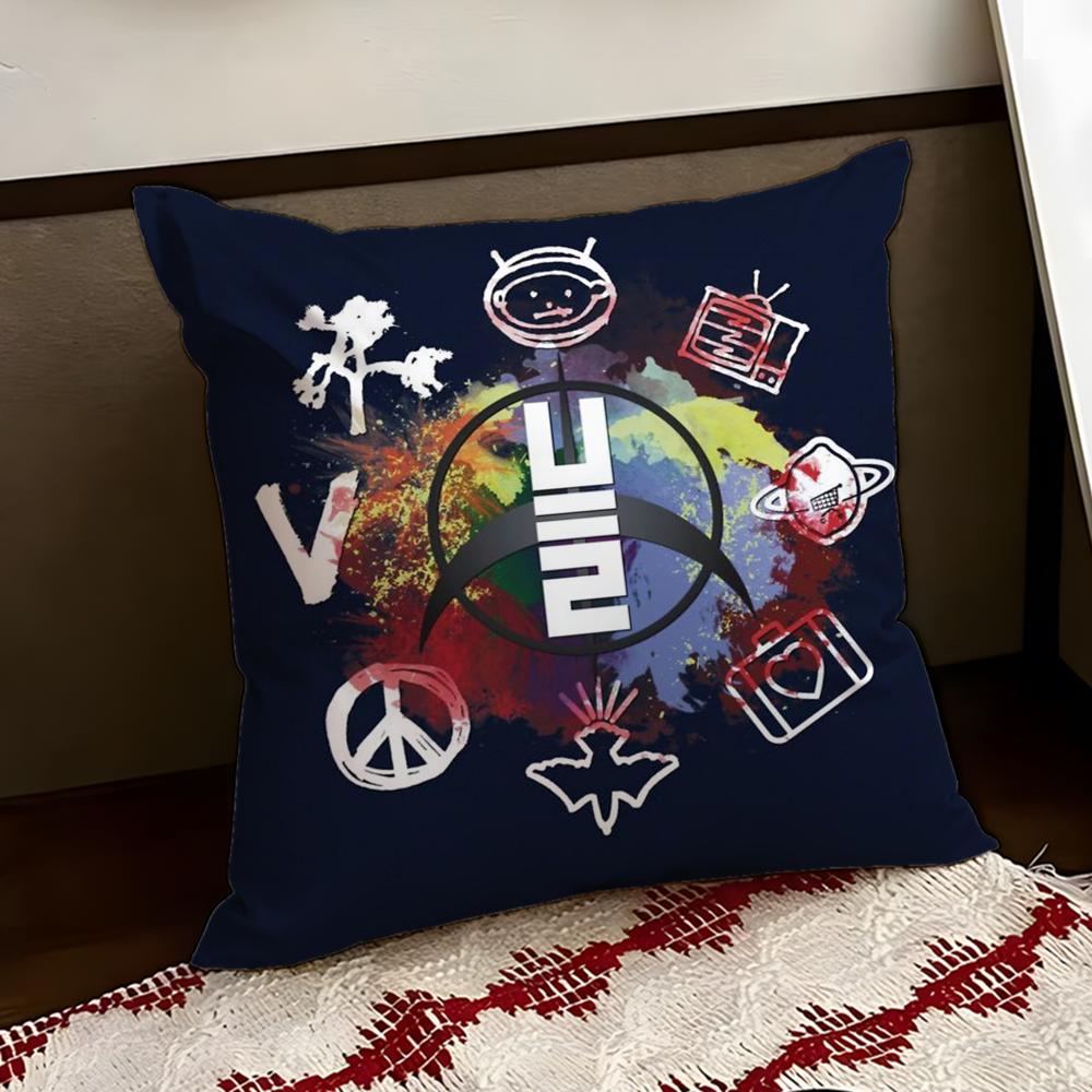 Rock Band UU2 Cushion Cover Reversible Soft Durable Pillow Cover Home Car MultiScene Use for Daily Comfort