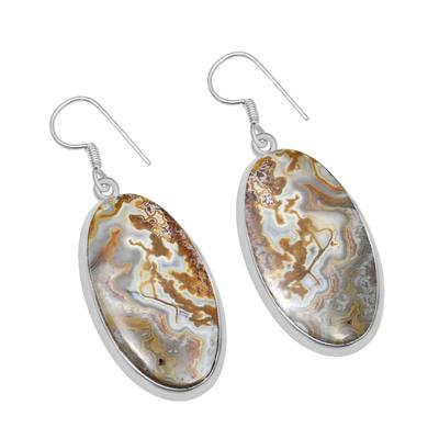 Αγατολίθος Crazy Lace Ασήμι 925 Χειροποίητα Σκουλαρίκια Κρεμαστά για Γυναίκες & Κορίτσια