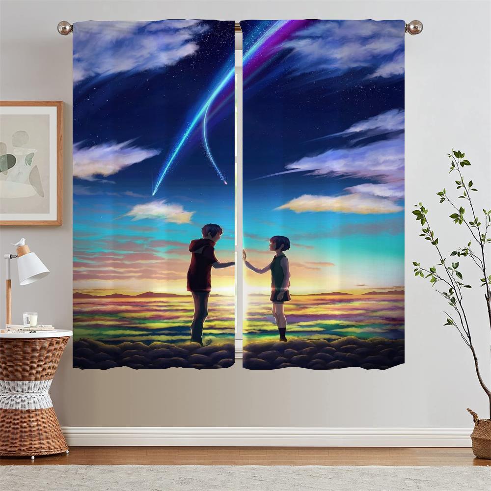 

Your Name Youth Room Curtains for Living Room Kitchen Curtain Tiebacks Black Out Curtains 2 Pcs Set Window Blinds Blackout Blind W50xH70cmx2pcs-CL