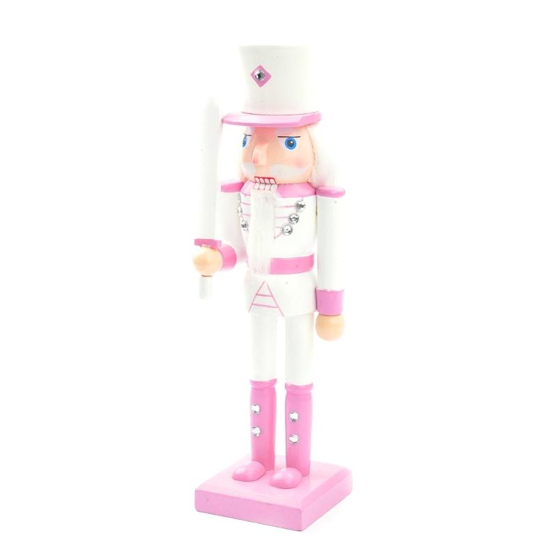 Handmade Wood Nutcrackers Soldier Unique 50CM Pink Nutcrackers Soldier Crafted for Enthusiasts of Festival Ornament