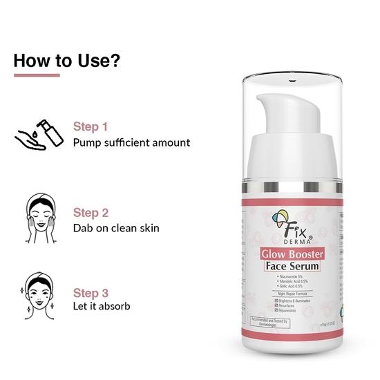 Ser de față Fixderma 5% Niacinamide Serum Glow Booster | Ser pentru iluminarea pielii | Ser de față pentru bărbați și femei - 15 g