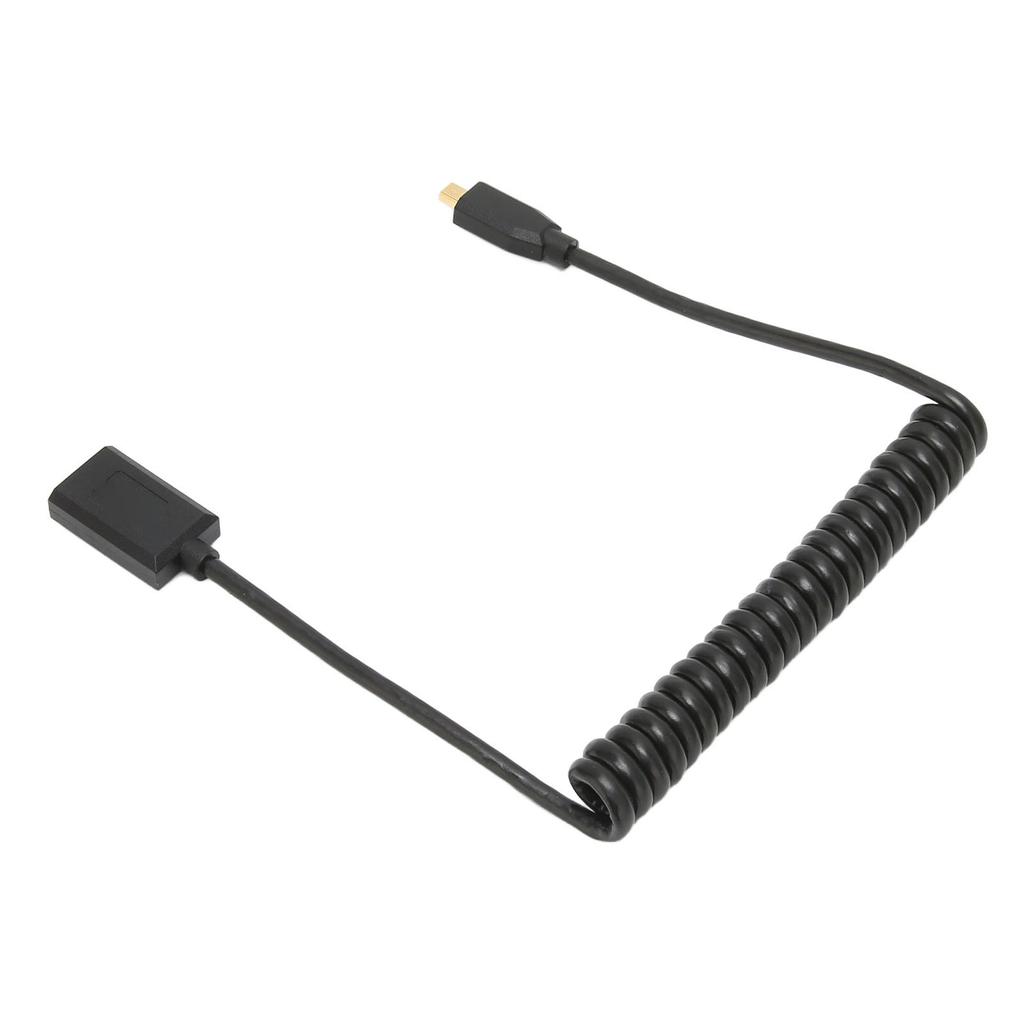 HD Multimedia Interface Cable Micro To Female 8K 60Hz 48Gbps Coiled Video Adapter Cord for Tablet TV Camera