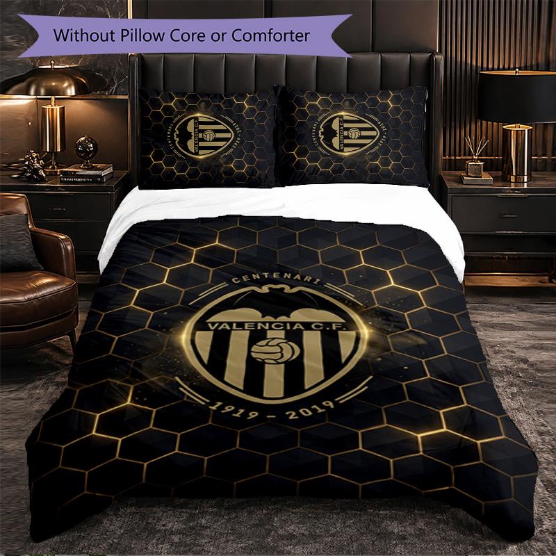 Valencia FC Themed Bedding 3Pcs Duvet Cover Set Decorative Bed Linen For Teen Room Home Decoration