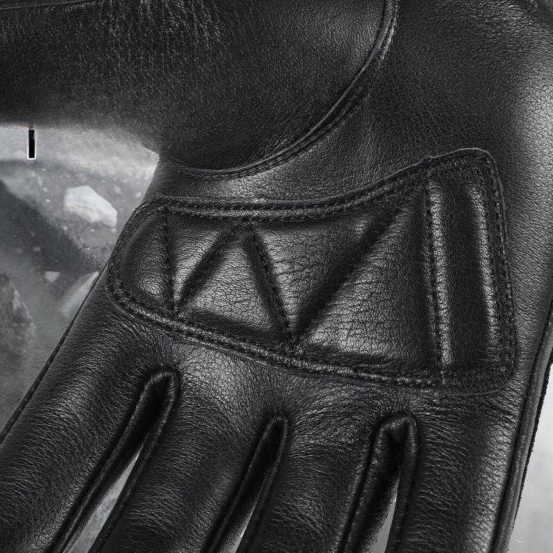 Top Layer Cowhide Gloves for Men's Motorcycle Motorcycle Riding Warm Touch Screen Outdoor Winter Windproof Gloves