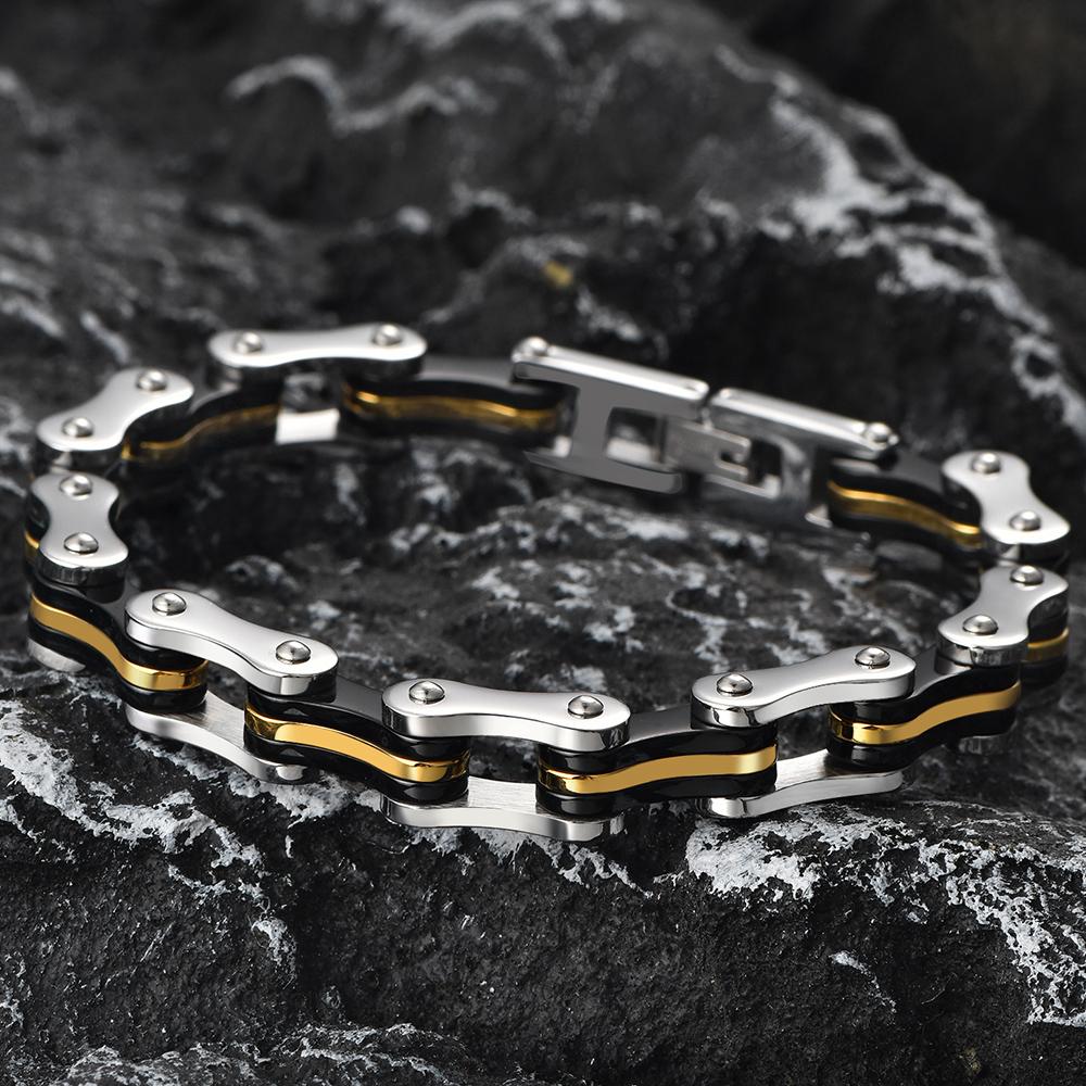 Punk Men's Biker Bracelet Motorcycle Style Chain 316l Stainless Steel Bracelets for Man Jewelry Accessory Birthday Gifts for Dad