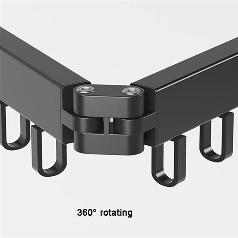 Good-Black Aluminum Retractable Clothes Hanger, 2-Fold Wall Mounted Drying Rack, Space-Efficient Design For Indoor & Outdoor Use