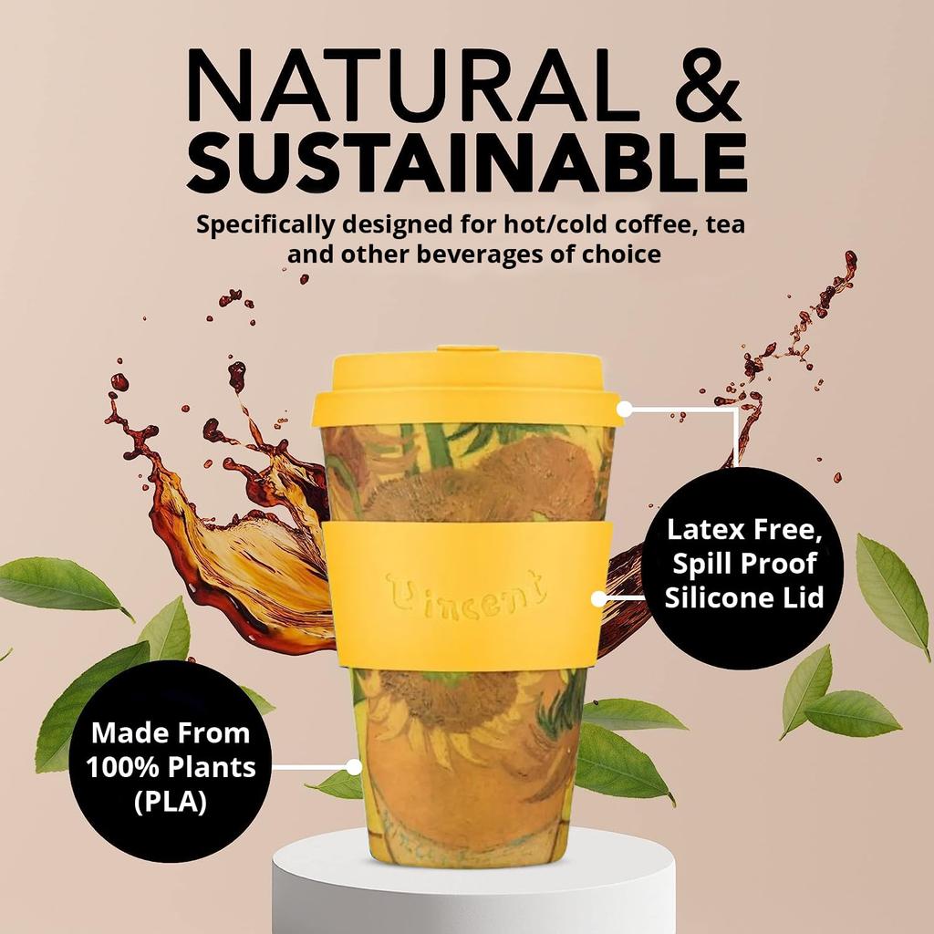Ecoffee Cup (Ecofee Cup) - Reusable, Eco-Friendly Cup and Saucer, Vincent Van Gogh, 400ml, 814 041