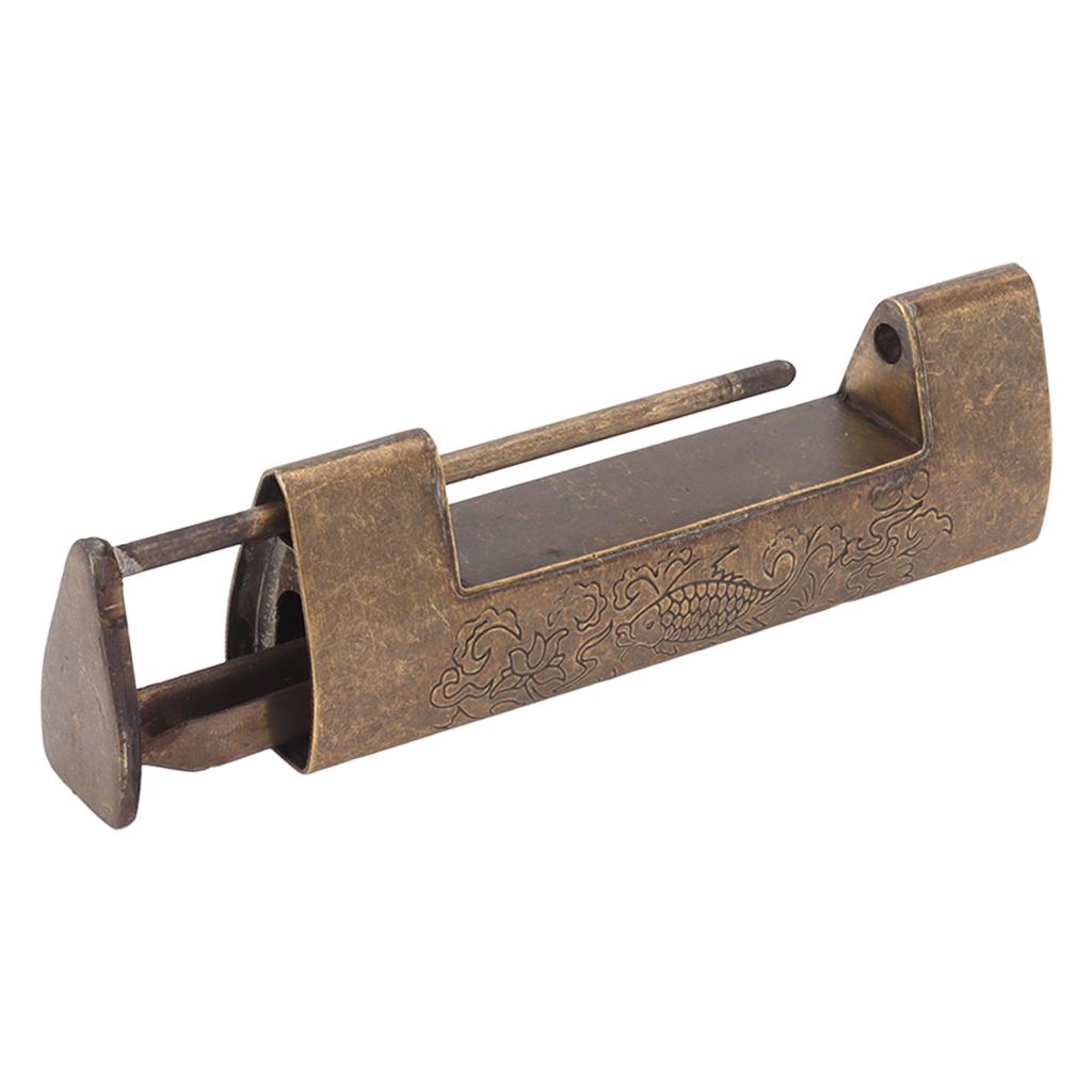 Antique Style Lock Spacing 5.9cm Auspicious Fish Lock Chinese Locks Small Brass Locks Antique