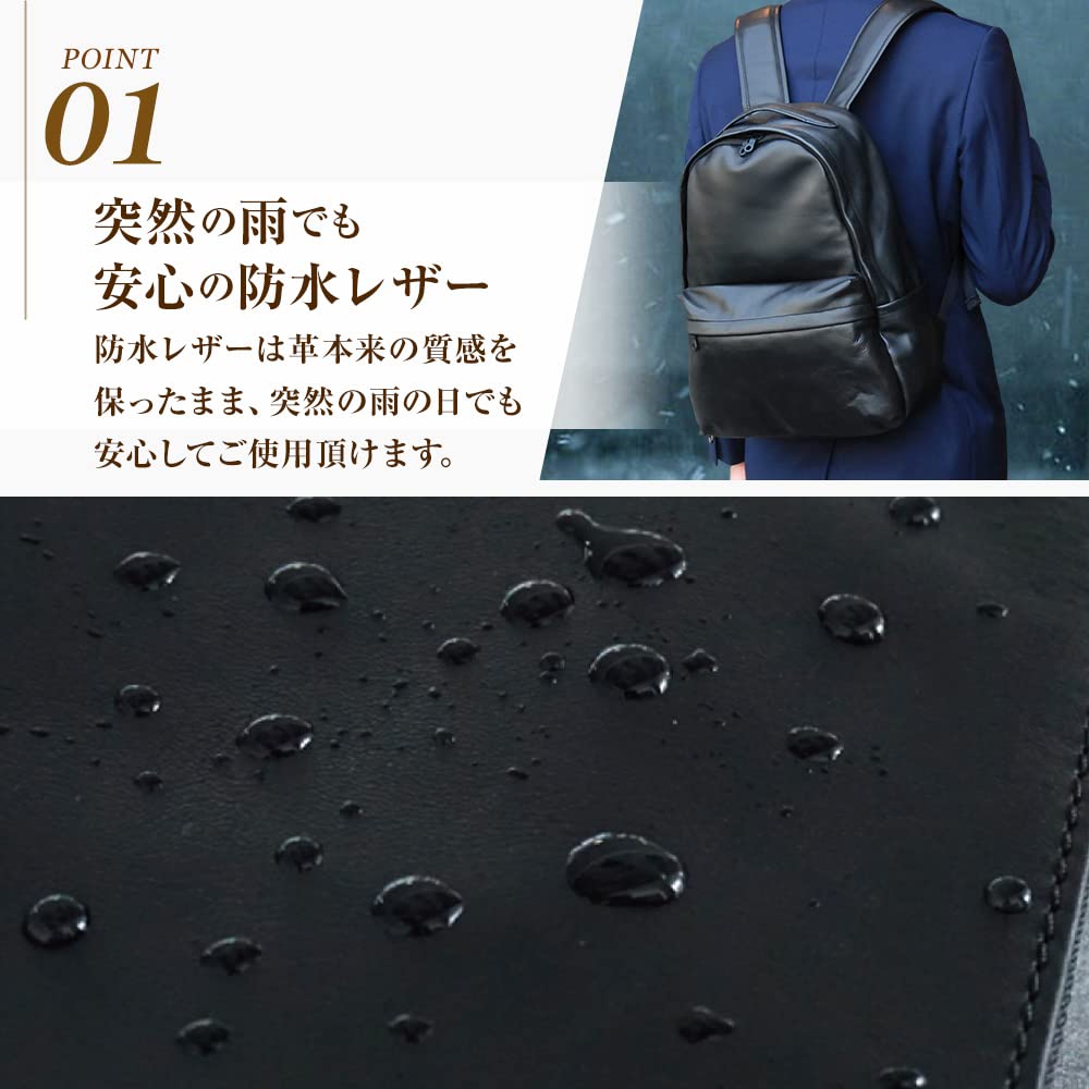 Joya Waterproof Leather BackpackBusiness Bag BLACK J4832