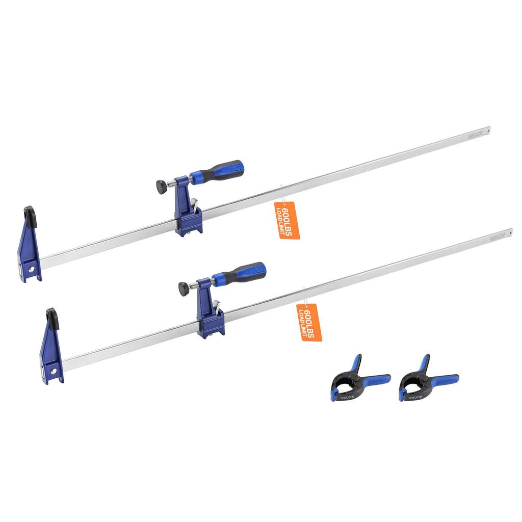 VEVOR Bar Clamps for Woodworking, 2-Pack 91.4 Cm Opening, Lockable F-Clamp with 272 Kg Load Limit,63.5 Mm Depth, Cast Iron and Carbon Steel