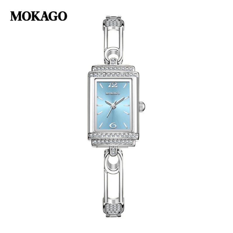 OFNS Women's Luxury Square Leather Strap Watch - Waterproof Quartz with Diamond Detailing