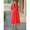 Summer Vintage Solid Color V-neck Lantern Sleeve Fitted Dress