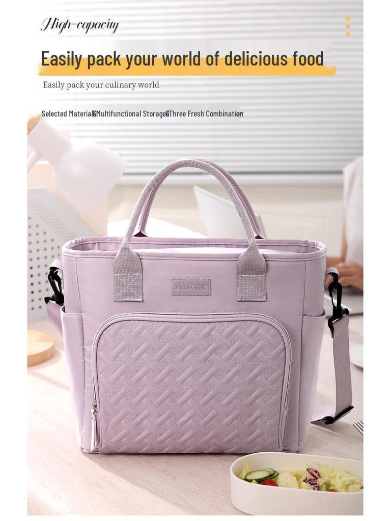 Large Capacity Insulated Lunch Bag with Crossbody Strap