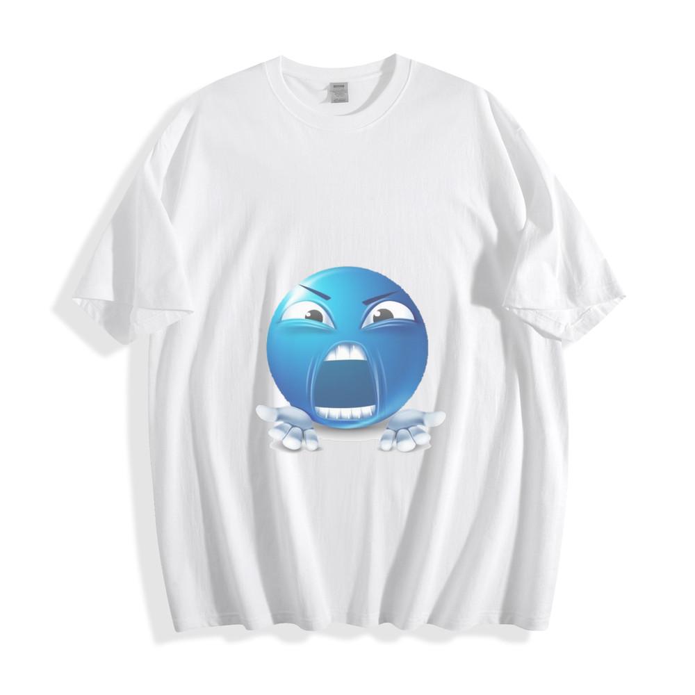 Fierce Blue Emoji Rage T-Shirt - Intense and Bold Design Unisex Tee