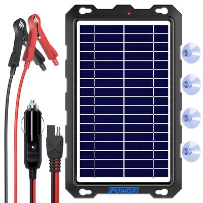 POWOXI Upgraded Solar Trickle Charger 12V Portable Waterproof Solar Panel Trickle Charging Kit for Marine and More 7.5W Maintainer, Cars, Automobiles,