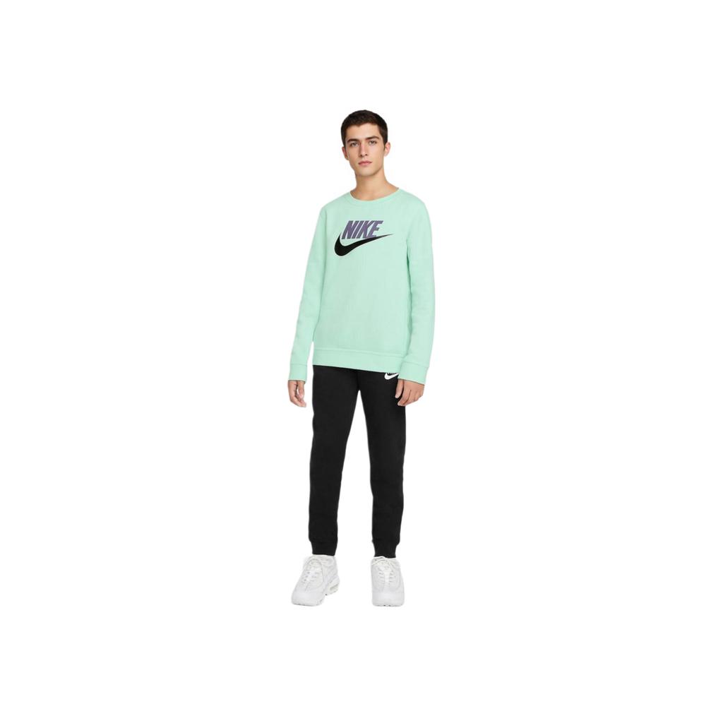 Nike Kids Alphabet Logo Crew Neck Casual Sport Pullover Sweatshirt Unisex Tops Light-Green CV9297-379