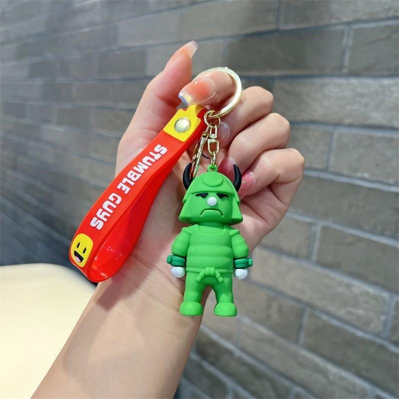 Adorable Cartoon Stumble Guy Keychain Cute Rubber Bag Charm Key Accessory