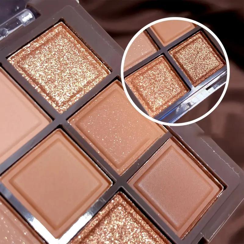 9 Colors Chocolate Eye Shadow Palette Pearly Matte Earth Color Eyeshadow Pallete Shiny Sequins Eye Pigments Lasting Makeup