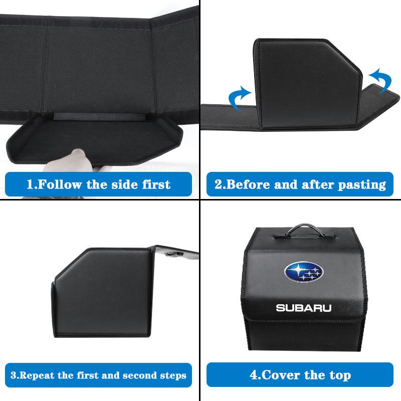 Car Trunk Collapsible Leather Tidying Stowing Box Accessories For Subaru STI Forester Impreza Legacy Outback XV BRZ WRX Tribeca Z16