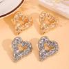 Vintage Metal Hollow Big Love Heart Stud Earrings for Women Classic Gold Irregular Textured Earrings Jewelry Gift