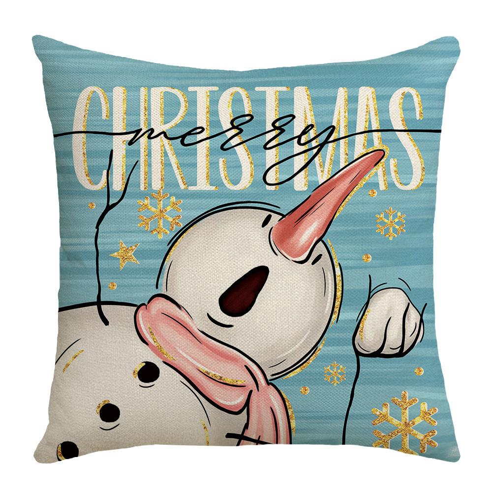 New Christmas Decorative Pillow Cover Linen Printed Sofa Bedside Home Pillow Cover Back Pillow Cushion