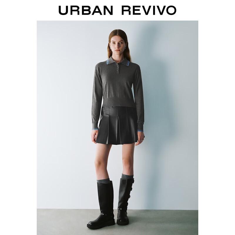 

Женский вязаный свитер поло в полоску с цветными блоками UR M