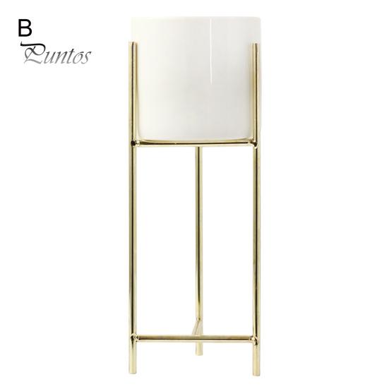 Elegant Ceramic Planter 1 Set Flower Pot Stylish Iron Frame Stand Plant For Office Flowerpot for Home Room Decoration