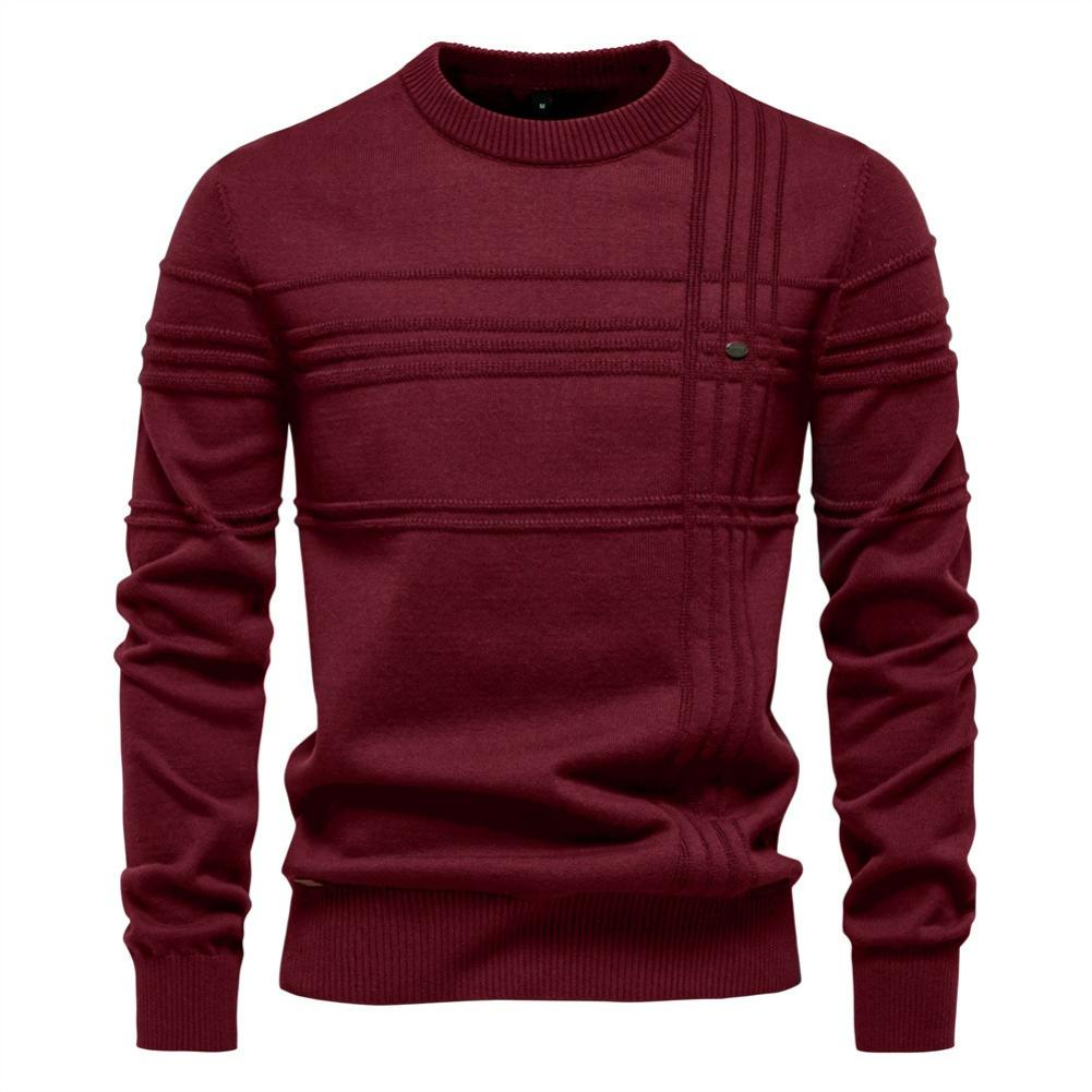 Herbst- und Winter Herren Rundhals-Pullover Hochwertiger Herren Einfarbpullover