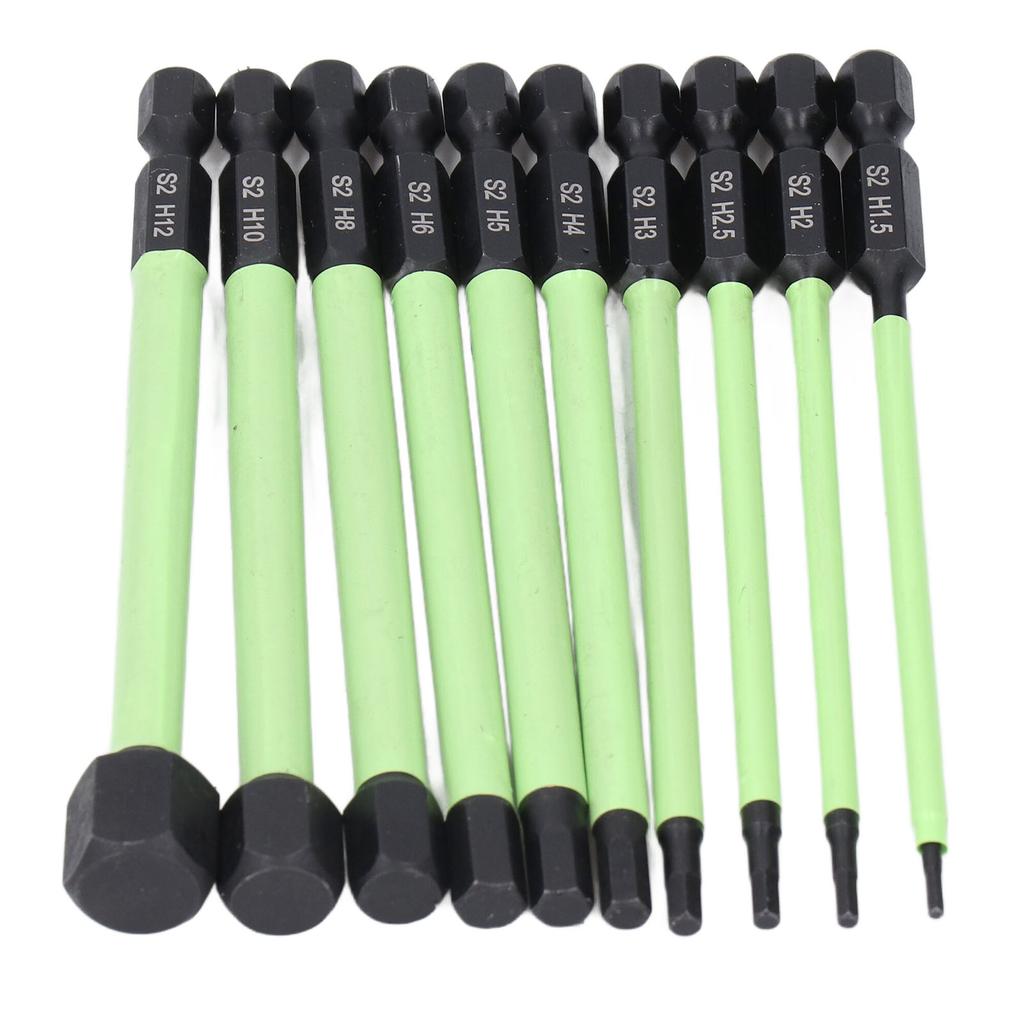 10 szt. wierteł sześciokątnych H1. Do H12 100mm Długie wiertło sześciokątne ze stali stopowej o dużej wytrzymałości magnetycznej B