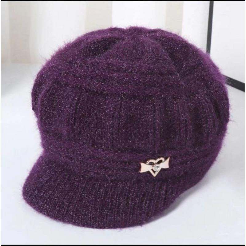 Autumn and Winter Mother's Hat with Velvet and Thickening Fashionable Warm Knitted Hat Middle Aged and Elderly Pumpkin Hat Old Lady's Woolen Hat