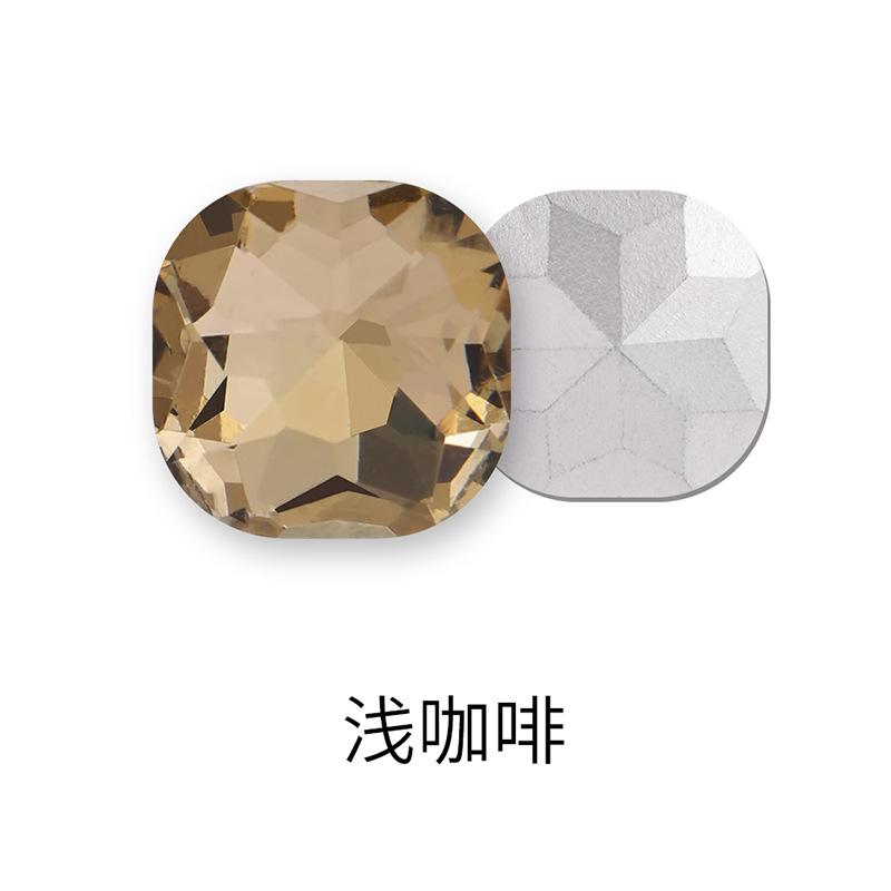 

50Pcs Fat Square Pointed Bottom Special-Shaped Diamond Clothing Luggage Mobile Phone Case Shoe Crystal Accessories Pointed Bottom Fat Square Nail 8mm колір світло кави