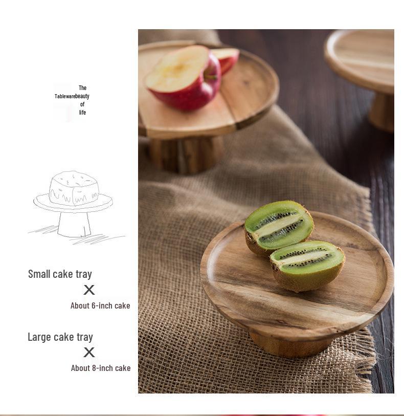 Wooden Dessert Cake Stand with High-Foot Platter: Afternoon Tea Display Rack and Storage Tray Set