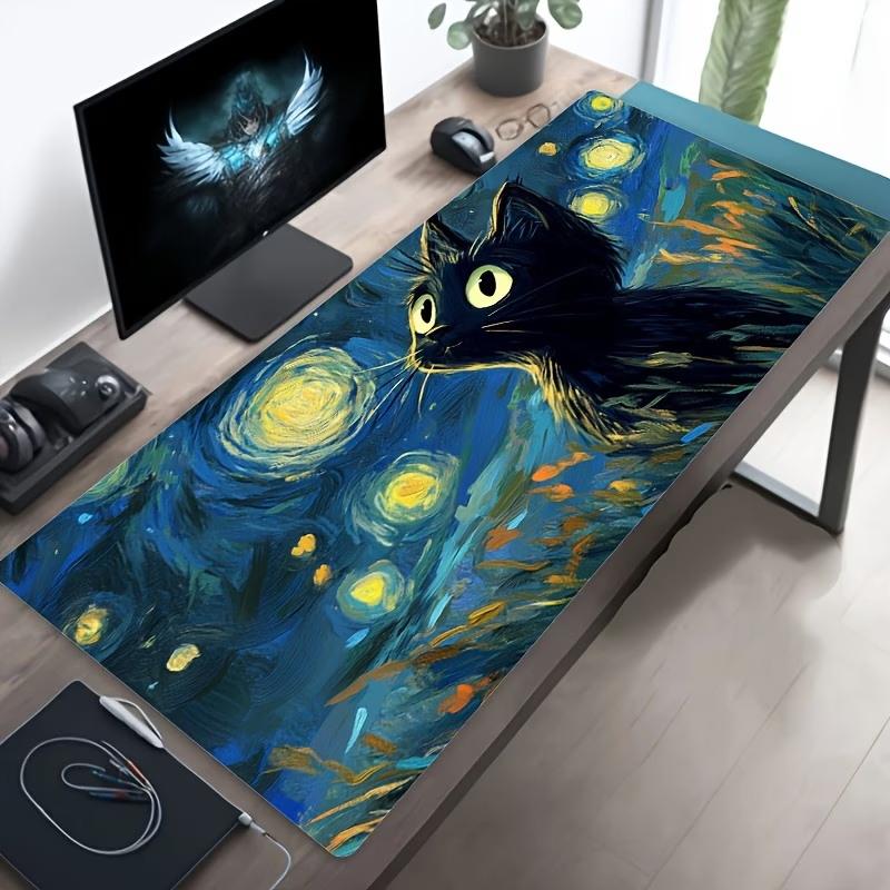 Van Gogh Style Starry Sky Mount Fuji Sakura Desk Mat Xxl NonSlip Rubber Gaming Mousepad Art Landscape Keyboard Pad