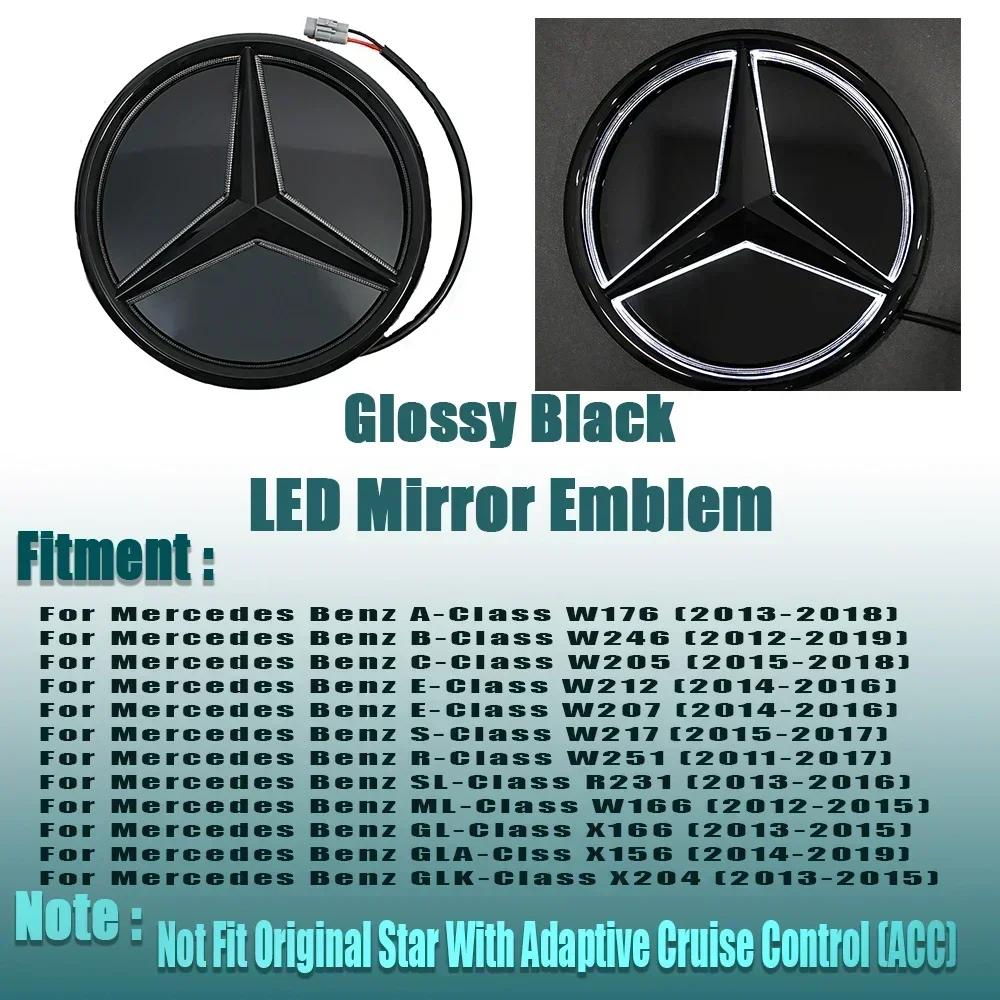 Autoaufkleber Für Mercedes Benz Silberner Rand 3D Spiegel Emblem Für Mercedes Benz A W176 B W246 C W205 Klasse Mattschwarz OE Stil F