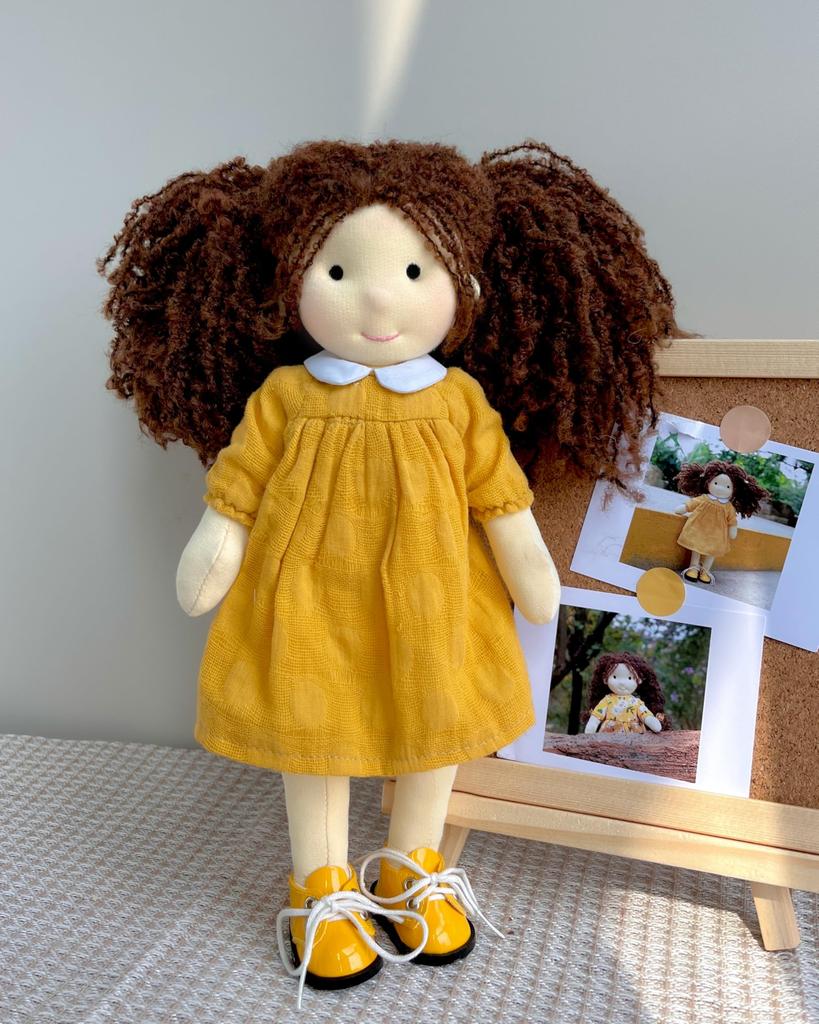 BlissfulPixie Waldorf Doll - Handmade Inka 12" Soft Girl Plush Toy, Perfect for Kids