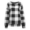 Damesmode Geruit Bedrukt Zoom Split Lange Mouw Middellang T-shirt