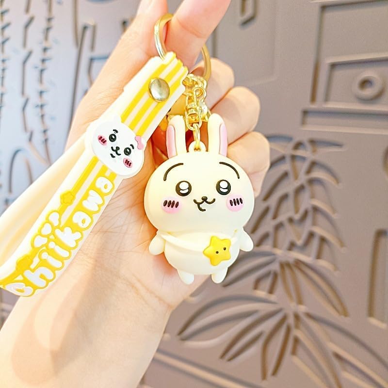 Chiikawa Rabbit Mini Mascot Set of 6 x Cute and Perfect Gift [AZUSA] Keychains, 3, 3cm, Stylish, (A) [Product Code]