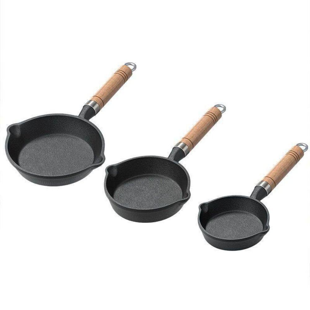 New Uncoated Cast Iron Frying Pan Thickened Black Non Stick Frying Pan Mini Cooking Pot Household