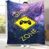 Cartoon Game Gamer Zone Controller Logo Flannel Blanket,Ultra Soft Warm Plush Throw for Home Bedroom Bed Sofa Cover Picnic Gift