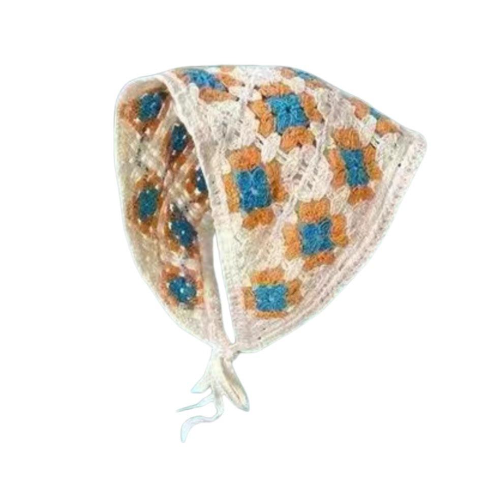 Ręcznie robiona szydełkowa trójkątna chusta na głowę: Francuski Retro, Wszechstronny, Styl Pastoralny