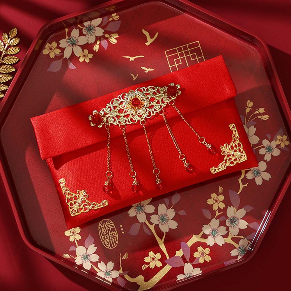 Spring Festival Brocade Red Envelope Brocade Cloth Tassel New Year Money Bag  Wedding Birthday