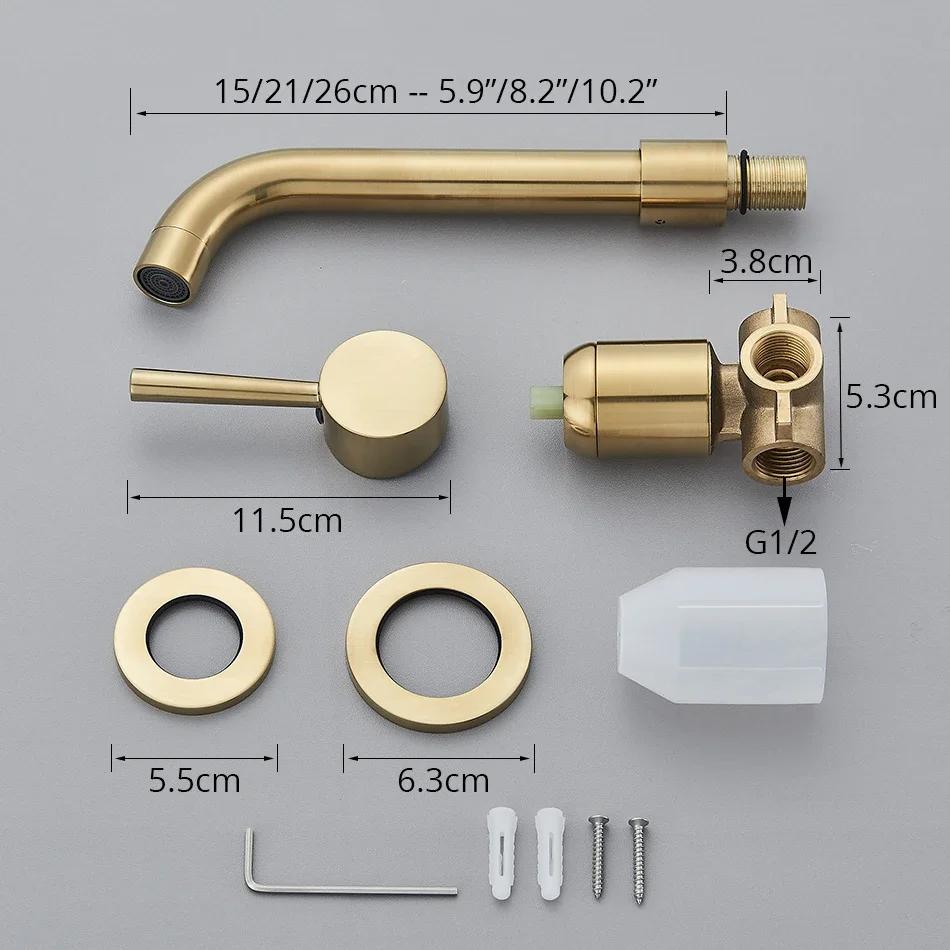 Brushed Gold/Black Basin Faucet Concealed Wall Mounted For Bathroom Faucets Bath Basin Sink Tap Bathtub Hot And Cold Water Mixer