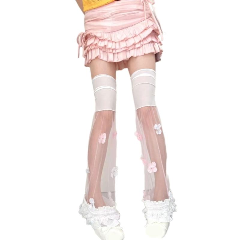 Fashionable Kids Leg Warmer Transparent Sweet Design Breathable Nylon Comfortable For Daily Use And Parties