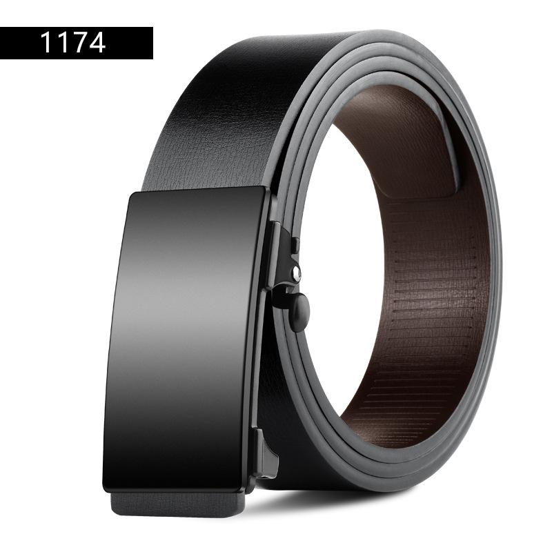 Men's Leather Alloy Automatic Buckle Belt - Business & Casual Cowhide Pants Belt
