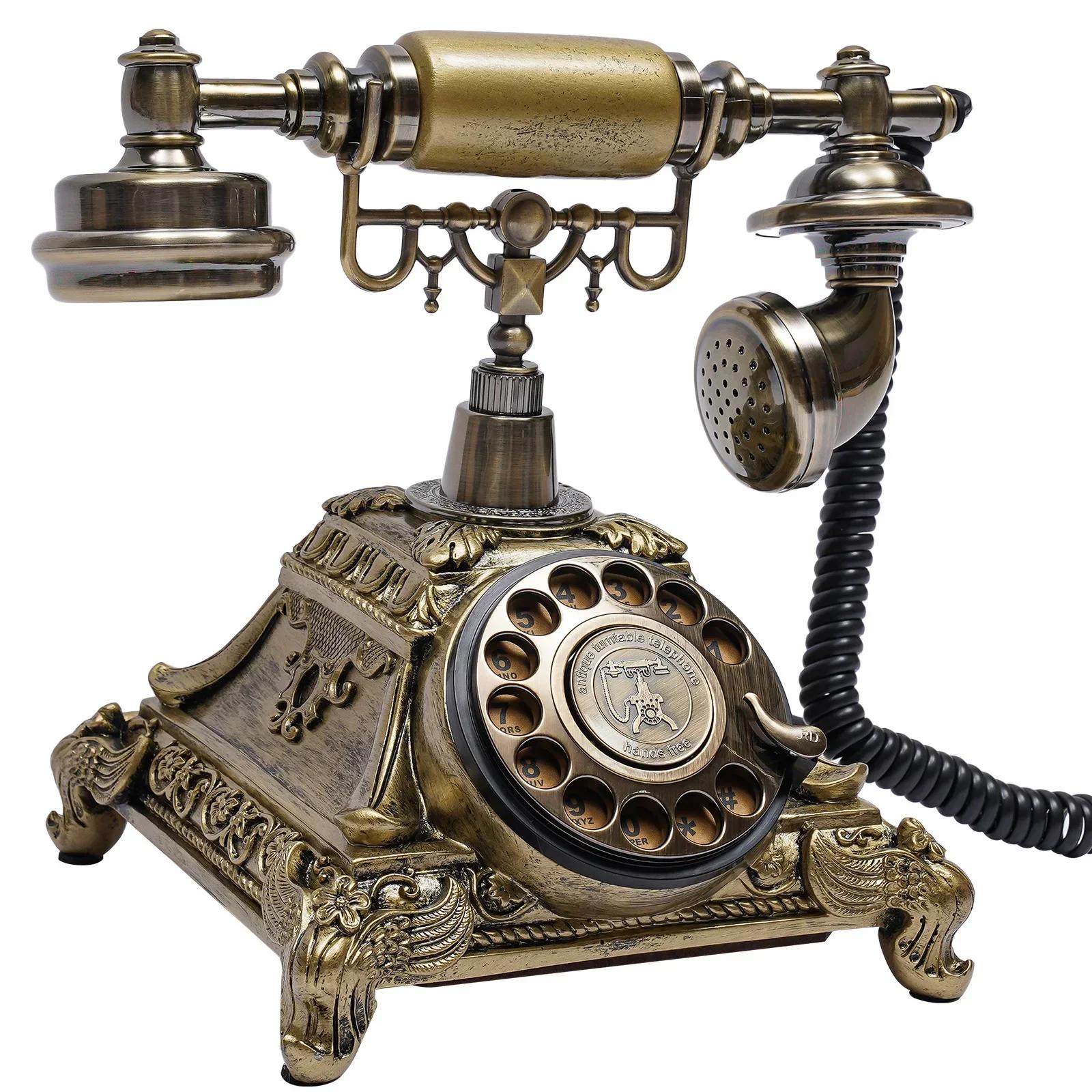 

Retro Landline Telephone with Dial, Cable Retro Telephone Vintage Telephone Decorative Home Office Telephone Antique Phone