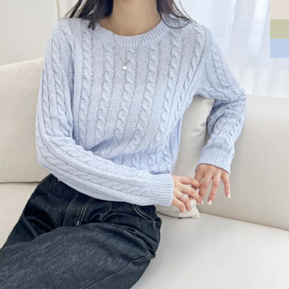 Shop Women S Korean Made Pretty Cable Knit Long Sleeve Knit Wdm Wkn Cat 1008